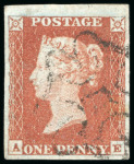 Stamp of Great Britain » 1841 1d Red 1841 Penny Red (AE) Plate 43 Four Margin ALDERNEY Maltese Cross