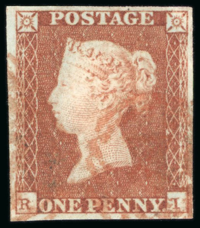 Stamp of Great Britain » 1841 1d Red 1841 1d red-brown pl.100 RI, good margins, cancelled by red 1844 barred numeral
