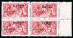 Stamp of Nauru 1916-23 Waterlow Seahorse 5s rose-carmine and 10s indigo-blue in mint n.h. "SPECIMEN" blocks of four