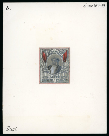 Stamp of Zanzibar » The Zanzibar Post Office (1895-1964) 1899, Sultan Sir Hamoud bin Mohammed photographic composite essay for the Rupees values, unadopted design