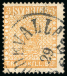Stamp of Sweden Sweden - 1855 3s including the error of colour, group of eleven items
