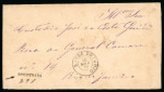 Stamp of Brazil » 1866-83 Dom Pedro » 1877-78 Roulette "White Beard" Issue 1877, 50r blue, strip of three and single, 100r vertical pair, on registered internal cover