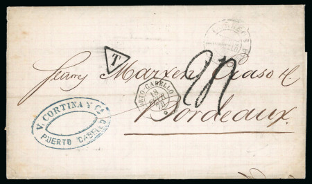 Stamp of Venezuela » French Consular Mail 1878 (Feb 18), Lettersheet sent from Puerto Cabello