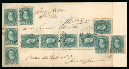 Stamp of Brazil » 1866-83 Dom Pedro » 1877-78 Roulette "White Beard" Issue 1877, 100r green (10) on internal money letter