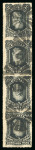 Stamp of Brazil » 1866-83 Dom Pedro » 1877-78 Roulette "White Beard" Issue 1877, 200r black, vertical strip of four, intense colour,
