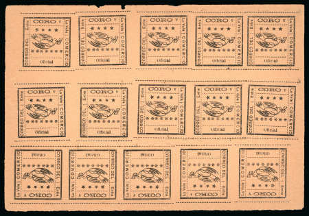 Stamp of Venezuela » Coro-La Vela Issues 1889, Study on two album pages of the Coro-La Vela