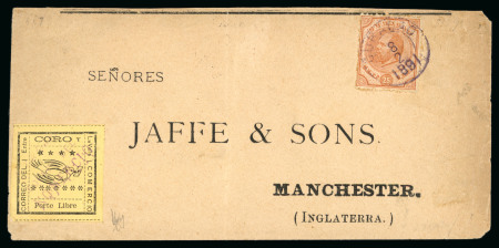 Stamp of Venezuela » Coro-La Vela Issues 1891 (Feb 8), Printed reply envelope sent to Manchester