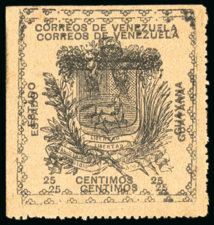 Stamp of Venezuela » 1902-1903 Maritime Blockade » Guayana 1903, Guayana Large Surcharged issue 25c black on sand