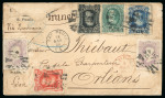 Stamp of Brazil » 1866-83 Dom Pedro » 1877-78 Roulette "White Beard" Issue 1877, 200r black, in combination with 10r, 20r (2), 50r & 100r on cover to France