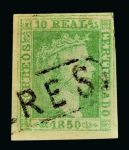 Stamp of Spain Spain - 1850 First Issue, the astonishing assembly made up of 57 items
