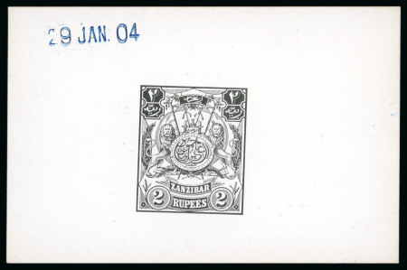 Stamp of Zanzibar » The Zanzibar Post Office (1895-1964) 1904 Monogram 2R De La Rue die proof in black on glazed card