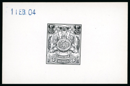 Stamp of Zanzibar » The Zanzibar Post Office (1895-1964) 1904 Monogram 3R De La Rue die proof in black on glazed card