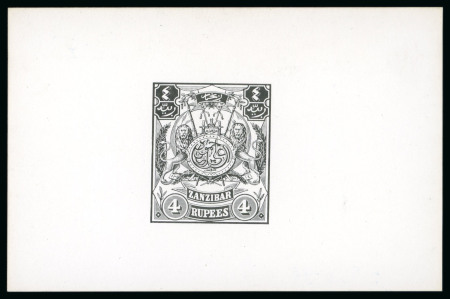 Stamp of Zanzibar » The Zanzibar Post Office (1895-1964) 1904 Monogram 4R De La Rue die proof in black on glazed card