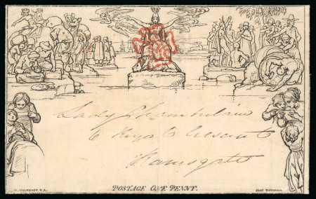 Stamp of Great Britain » 1840 Mulreadys & Caricatures 1840 (May 10) 1d. Mulready letter sheet, A54, from
