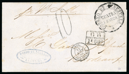 Stamp of Venezuela » Maritime Postal History 1869 (July 24), Entire sent from La Guaira to Bordeaux,