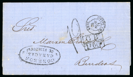 Stamp of Venezuela » Maritime Postal History 1871 (Nov 8), Entire sent from Caracas to Bordeaux,