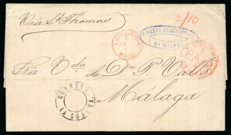 Stamp of Venezuela » Maritime Postal History 1875 (July 21), Entire sent from La Guaira to Malaga,