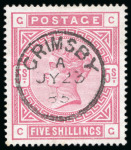Stamp of Great Britain » 1855-1900 Surface Printed » 1883-84 & 1888 High Values 1883-84 5/- rose, CG, on blued paper, a superb used