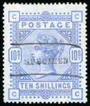 Stamp of Great Britain » 1855-1900 Surface Printed » 1883-84 & 1888 High Values 1883-84 10/- ultramarine, CC, on blued paper, large