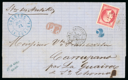 Stamp of Venezuela » Maritime Postal History » Incoming Mail 1863 (July 1), Entire sent from La Havre to Carúpano