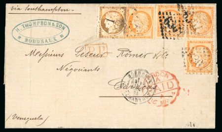 Stamp of Venezuela » Maritime Postal History » Incoming Mail 1874 (March 14), Entire sent from Bordeaux to Caracas