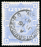 Stamp of Great Britain » 1855-1900 Surface Printed » 1883-84 & 1888 High Values 1883-84 10/- Cobalt, BB, very fine used, neatly cancelled