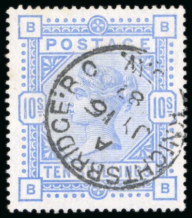 Stamp of Great Britain » 1855-1900 Surface Printed » 1883-84 & 1888 High Values 1883-84 10/- Cobalt, BB, very fine used, neatly cancelled