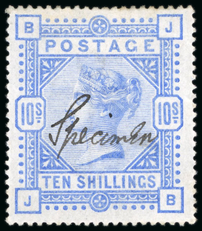 Stamp of Great Britain » 1855-1900 Surface Printed » 1883-84 & 1888 High Values 1883-84 10/-ultramarine, JB, large part OG, showing