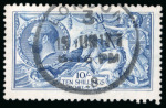 Stamp of Great Britain » King George V » 1913-19 Seahorse Issues 1915 De La Rue selection of three 10/- blues (shades)
