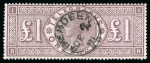 Stamp of Great Britain » Telegraphs 1876 £1 brown lilac, BH, neatly cancelled by Aberdeen