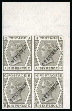 Stamp of Great Britain » 1855-1900 Surface Printed » 1873-80 Large Coloured Corner Letters 1873-80 6d. grey, pl.16, AG-BH, imperforate marginal