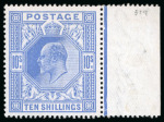 Stamp of Great Britain » King Edward VII » 1902-10 De La Rue Issues 1902-10 De La Rue 10/- ultramarine from the the right