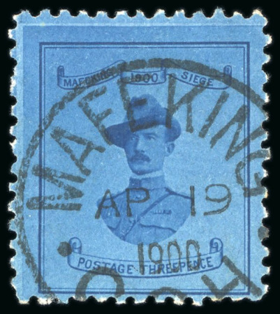 Stamp of South Africa » Mafeking 1900 Baden-Powell 3d deep blue on blue (18.5mm wide),