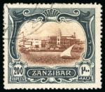 Stamp of Zanzibar » The Zanzibar Post Office (1895-1964) 1908-09 20R black and yellow-green with neat cds, very
