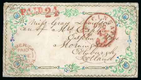Stamp of Great Britain » Hand Illustrated and Printed Envelopes 1855 (Dec 4) pretty hand painted envelope from Cincinnati