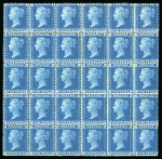 Stamp of Great Britain » 1854-70 Perforated Line Engraved 1858-78 2. blue, pl. 9, AE-EJ, mint OG, block of thirty;