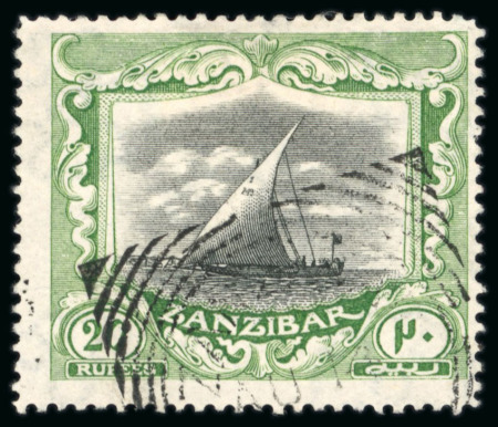 Stamp of Zanzibar » The Zanzibar Post Office (1895-1964) 1913 20R black & green, neat squared circle, very fine