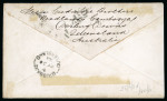 Stamp of Great Britain » 1854-70 Perforated Line Engraved 1870 1 1/2d. rose red singles (2) and vert. pair on cover, with the pair showing the variety OP-PC error