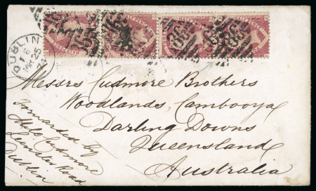 Stamp of Great Britain » 1854-70 Perforated Line Engraved 1870 1 1/2d. rose red singles (2) and vert. pair on cover, with the pair showing the variety OP-PC error