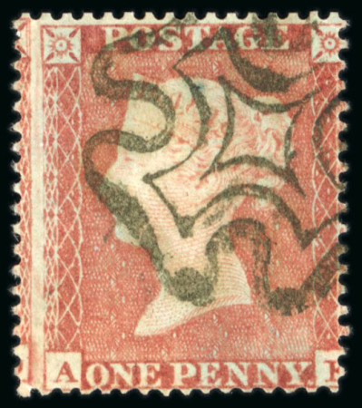 Stamp of Great Britain » 1854-70 Perforated Line Engraved 1854 1d. red-brown, perf. 16, neatly cancelled by a
