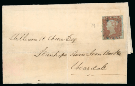 Stamp of Great Britain » 1841 1d Red 1848 (Dec. 5) entire letter from Wolsingham to Weardale,