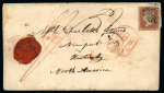 Stamp of Great Britain » 1841 1d Red 1845 (Jan 11) entire from Glamorgan to Kentucky U.S.A,