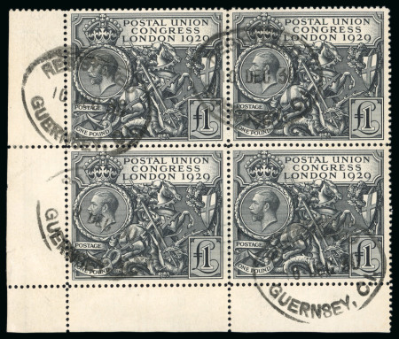 Stamp of Great Britain » King George V » 1924-36 Issues 1929 PUC £1, fine used marginal block four four from
