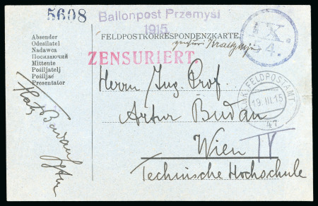 Stamp of Austria » Collections and Lots  1914-1915 The Siege of Przemysl; Collection of balloon
