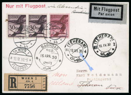 Stamp of Austria » Collections and Lots  1930-1936 Austrian Airmail study of mail east to India