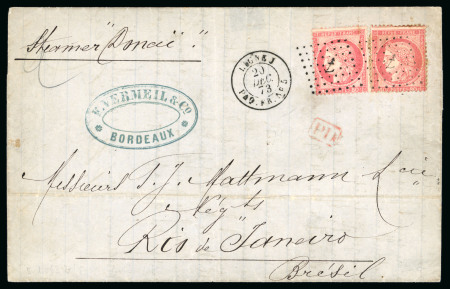 Stamp of France » Emission Cérès 1871-72 1873, Lettre pour Rio de Janeiro (Brésil), affranchissement