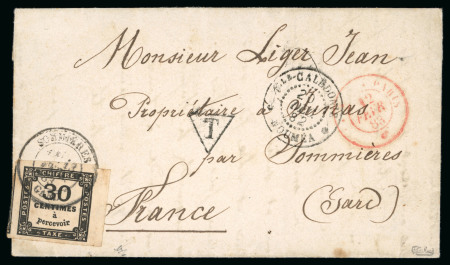 Stamp of Colonies françaises » Nouvelle-Calédonie 1882, Lettre non affranchie de Nouméa pour Junas par