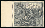 Stamp of Great Britain » King George V » 1924-36 Issues 1929 PUC £1 black mint n.h. left marginal