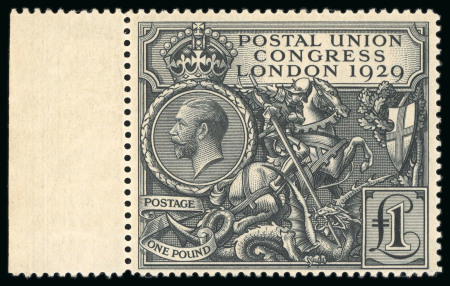 Stamp of Great Britain » King George V » 1924-36 Issues 1929 PUC £1 black mint n.h. left marginal