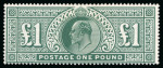 Stamp of Great Britain » King Edward VII » 1911-13 Somerset House Issues 1911-13 Somerset House £1 deep green mint h.r., slightly